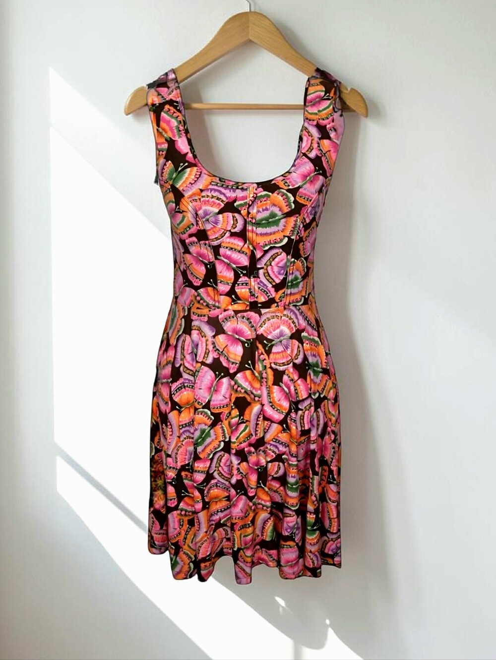 Free People Womens Butterfly A-line Dress Pink/Orange Medium EUC